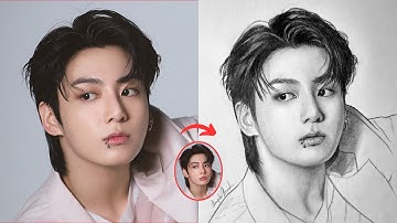 BTS Jungkook Pencil drawing tutorial || Step by Step Guide using Loomis Method