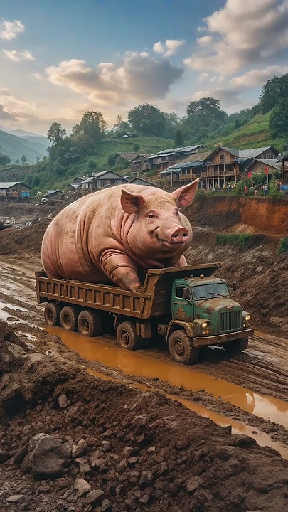 Giant Pig on Dump Truck looks like a Hippo but in the Desert | Trucks Evolution