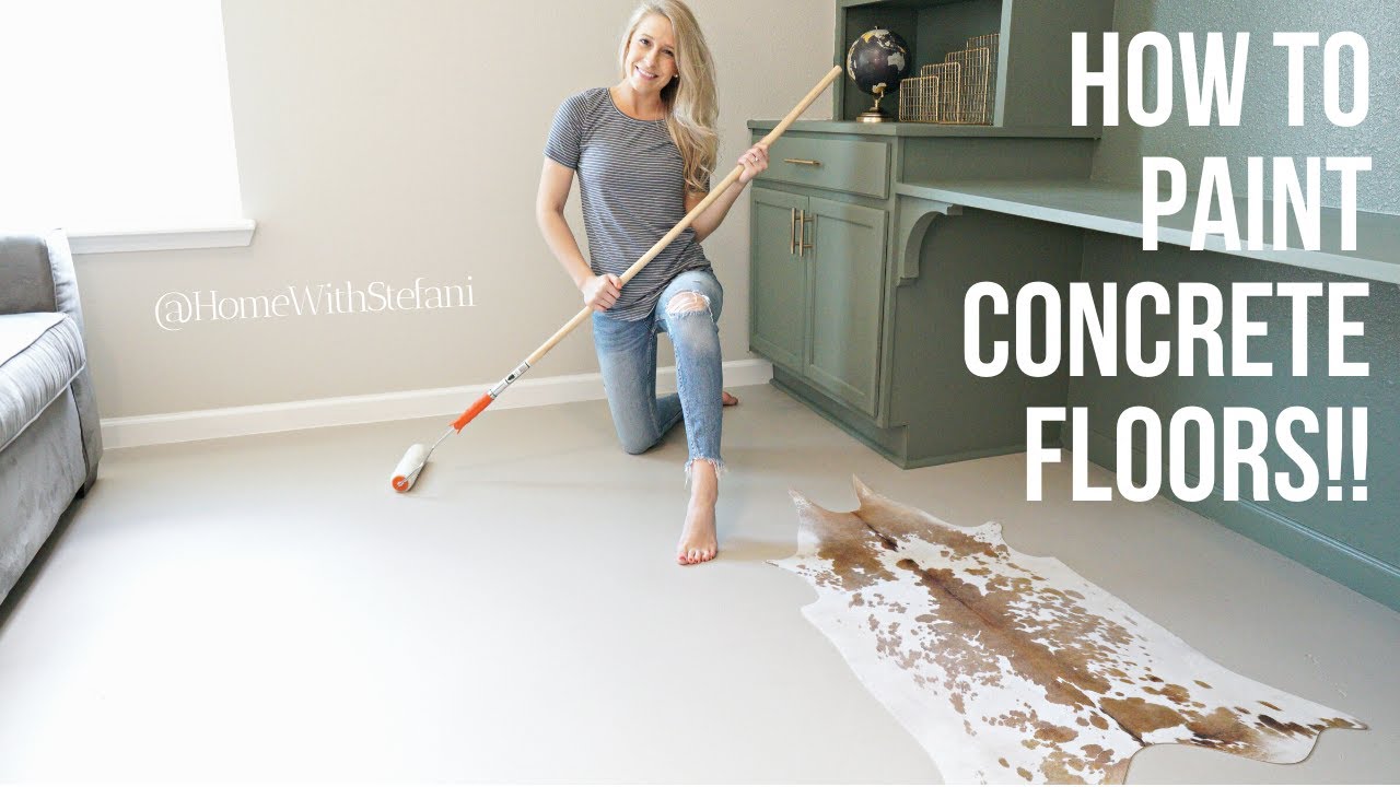 How to Paint Concrete Floors | HomeWithStefani - YouTube