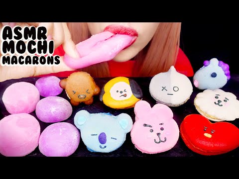 ASMR BT21 MOCHI MACARONS | Eating Sounds Mukbang 먹방