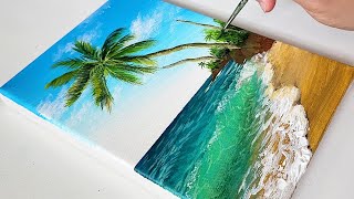 How to draw Beach Seascape/ Acrylic painting for Beginners