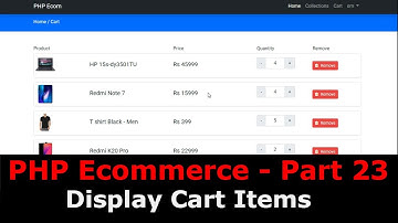 PHP Ecom Part 23: How to Display Cart items in PHP MySQL | Shopping Cart in PHP