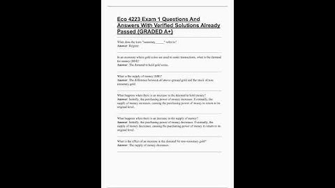 Eco 4223 Exam 1 Questions And Answers With Verified Solutions Already Passed GRADED A video
