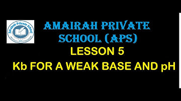 Lesson 5 Calculating Weak base dissociation constant Kb and pH