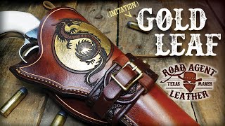 Gold Leaf / Foil Western Leather Holster.  Leatherworking ASMR