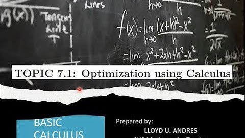 Topic 7 in Basic Calculus: Optimization using Calculus (Link2MATH Version)
