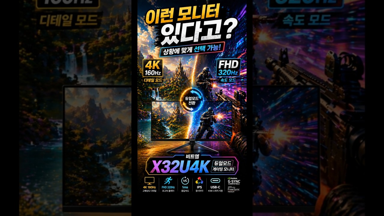 비트엠 Newsync X32U4K Fast IPS 160 듀얼모드 게이밍 제작 영상 미리보기
