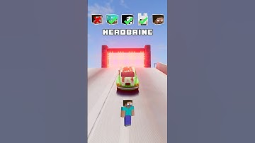 NOOB vs PRO vs HACKER vs HEROBRINE Car Jump Challenge! #19 😱 🚗 #shorts #beamngdrive