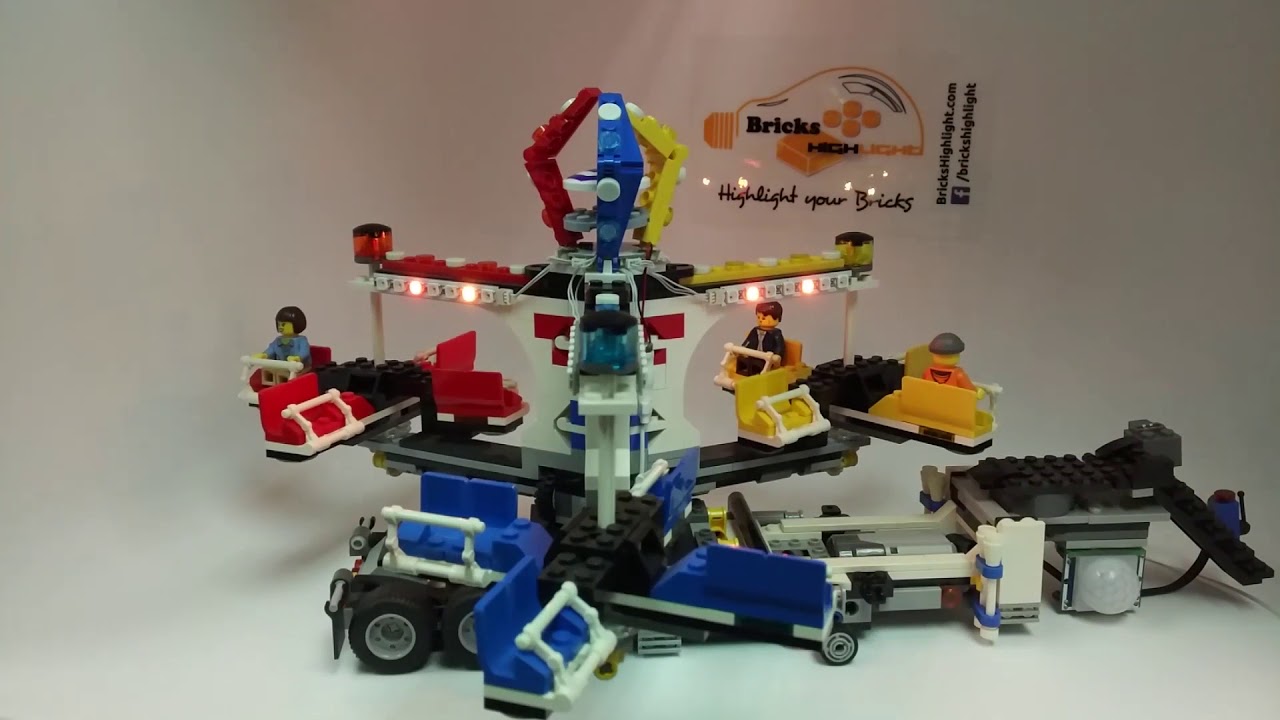 LEGO 10244 Fairground Mixer, LED, with human body sensor triggering motor.