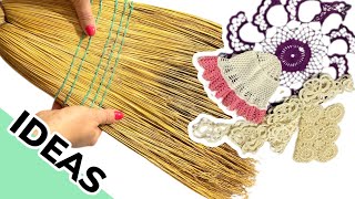 AMAZING EASY DIY IDEAWITH AN OLD GRASS BROOM AND LACES