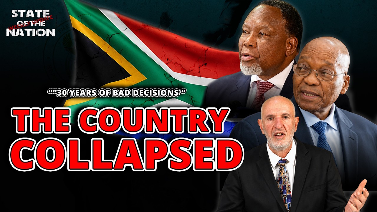 South Africa did not collapse because of one bad leader. It collapsed through decades of bad decisions.

Mike Sham breaks down how the disbanding of the Scorpions, mining policy failures, Eskom’s collapse, Transnet’s decline, local government dysfunction and broken coalitions pushed the country into crisis.

But this is not the end of the story. South Africans have already started changing the political landscape and the first step to fixing the country is to stop making bad decisions.

Topics include:
• The “gradually, then suddenly” collapse
• Why disbanding the Scorpions mattered
• Zondo, Madlanga and failed prosecutions
• Mining decline and Zama-Zama syndicates
• Eskom, load shedding and economic damage
• Transnet, SAA and broken SOEs
• Local government collapse and coalitions
• Why voters started moving away from the ANC
• How South Africa can begin rebuilding

Chapters

0:00 Has South Africa collapsed?
0:17 State of the Nation weekly update
0:23 Sponsor: Pace Car Rental
0:32 “Gradually, then suddenly”
1:06 Why South Africa feels like it is collapsing
2:11 How collapse happens slowly
3:01 The disbanding of the Scorpions
3:31 What the Scorpions were built to do
4:02 Why politicians feared the Scorpions
4:37 The ANC shuts down the Scorpions
5:15 Corruption without consequences
5:40 Why Zondo failed to deliver justice
6:41 Nationalising mineral rights
7:09 How mining rights became political power
7:32 Why mining needs big capital
8:00 South Africa’s mining exploration collapse
8:17 Gold production falls dramatically
8:30 Zama-Zamas and criminal syndicates
9:10 Eskom ignored its own warning
9:32 Sixteen years of load shedding
10:06 State capture and compromised Eskom leadership
10:24 Transnet, SAA and SOE failure
10:39 The cost of stolen railway tracks
11:13 Local government collapse
11:52 Cities broken by bad leadership
12:12 Voters move away from the ANC
12:48 Coalition chaos and weak legislation
13:10 South Africa at a low ebb
13:28 Voters have already started acting
14:06 Step one: stop making bad decisions
14:30 NHI, expropriation and bad policy risks
15:14 Citizens are demanding change
16:05 Why South Africa may escape worse collapse
16:28 Voters step away from the ANC
17:00 Pressure leaders to make better decisions
17:20 Rebuilding like post-war countries
17:50 No white knight is coming
18:04 Why one leader cannot fix everything
18:23 Hold everyone accountable
18:48 Media, podcasts and public scrutiny
19:03 Why bad decisions are harder to hide now
19:15 South Africa can improve
19:30 Rebuilding will take methodical work
19:45 Closing thoughts

Follow @sonacoza on TikTok, Instagram, X, and Facebook
Produced by Stream In Studios – https://podcast-room.co.za/
The State Of the Nation is Proudly Sponsored by Pace Car Rental 
https://www.pacecarrental.co.za/
Use Code : SONA for a discount today!