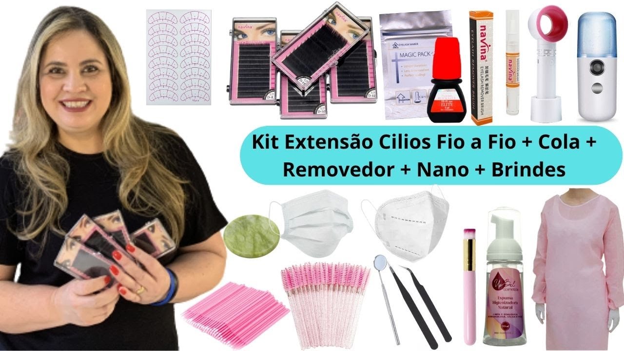 Kit Extensão Cilios Fio a Fio + Removedor + Cola Elite Hs-10 + Nano ...