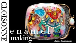 Making Cloisonne Enamel Jewelry and Silver Bezel Setting. Cloisonne Enamel Making Process