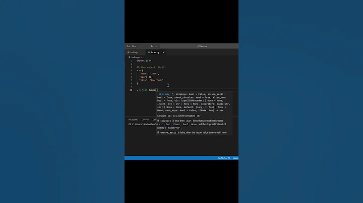 Dictionary to json #shorts