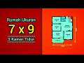 Denah rumah 7x9 meter 3 kamar