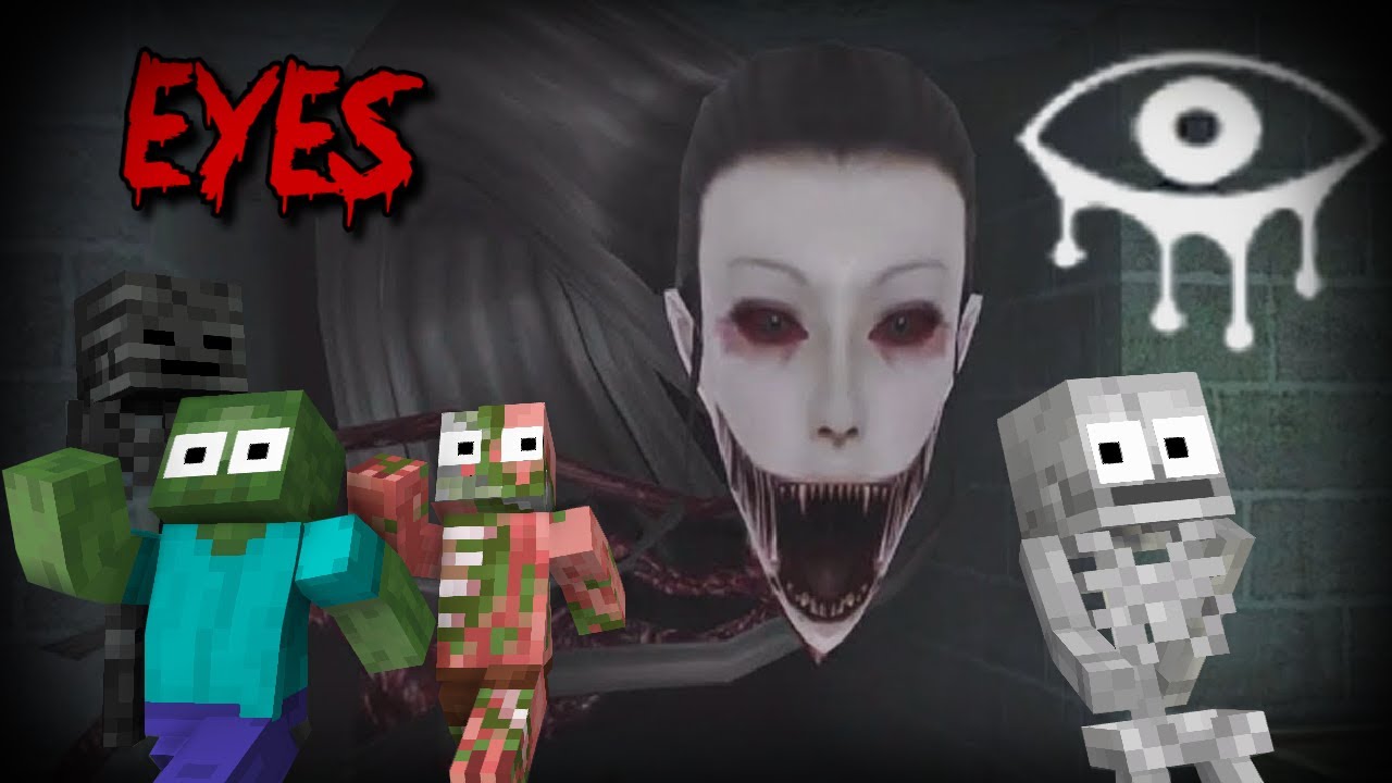 Monster School : EYES OF HORROR GAME CHALLENGE - Minecraft Animation 