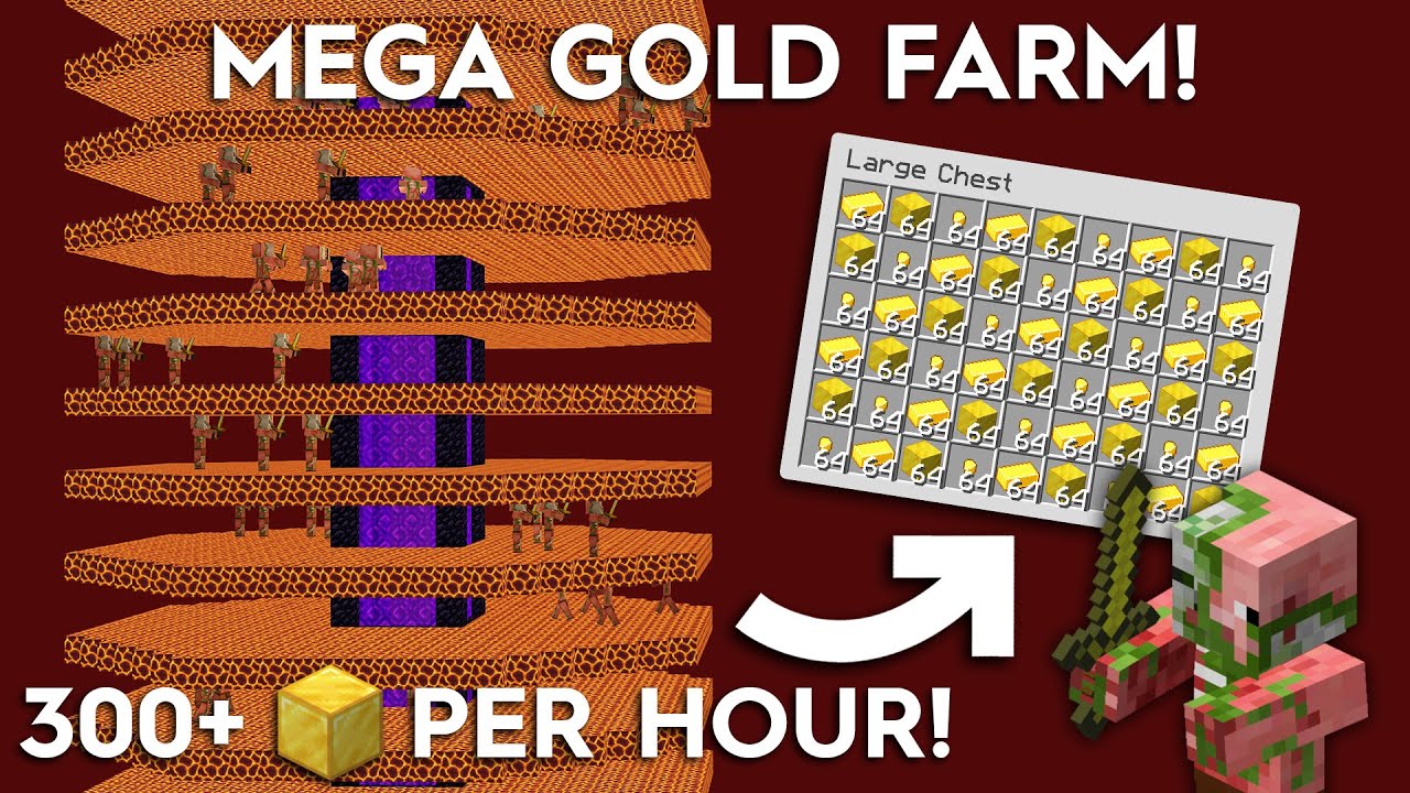 Minecraft Portal Based Gold Farm - 15,15 Items Per Hour!