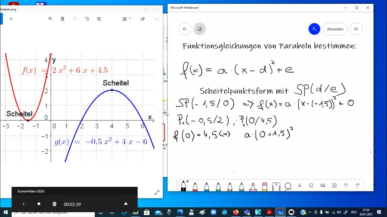 Gleichung Einer Parabel Bestimmen Mit 3 Punkten Funktionsgleichung einer Parabel mit dem Scheitelpunkt und einem