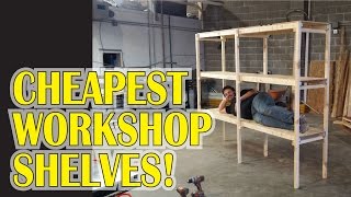 Download the plans here: http://rollingworkbench.com/index.php/2017/10/08/cheapest-workshop-shelves/ These are the least ...