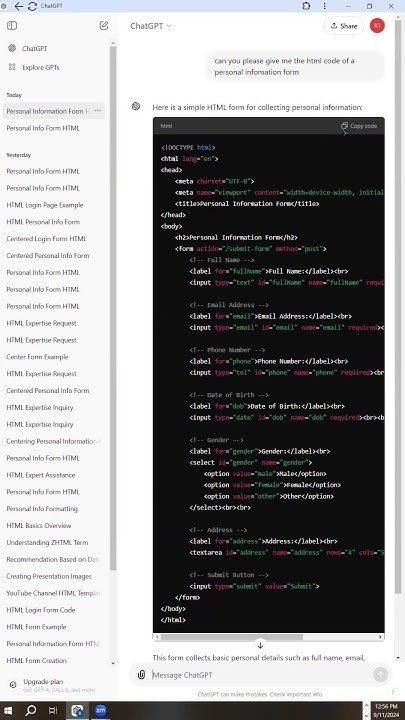 Personal Information Form | HTML CSS #youtubeshorts #short #shortvideo ...