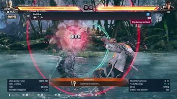 Tekken 8 CBT Bryan movelist with frame data display  (opponent all block)