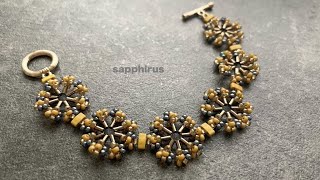 【ビーズステッチ上級】オータムカラーのブレスレット＊作り方　Autumn color bracelet/Beaded bracelet/DIY/seed beads /Bugle Beads