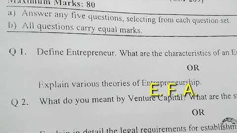 C. D. E. /A. M. U. /B. Com. Part 2nd exam 2016-17 /Fundamentals of  entrepreneurship