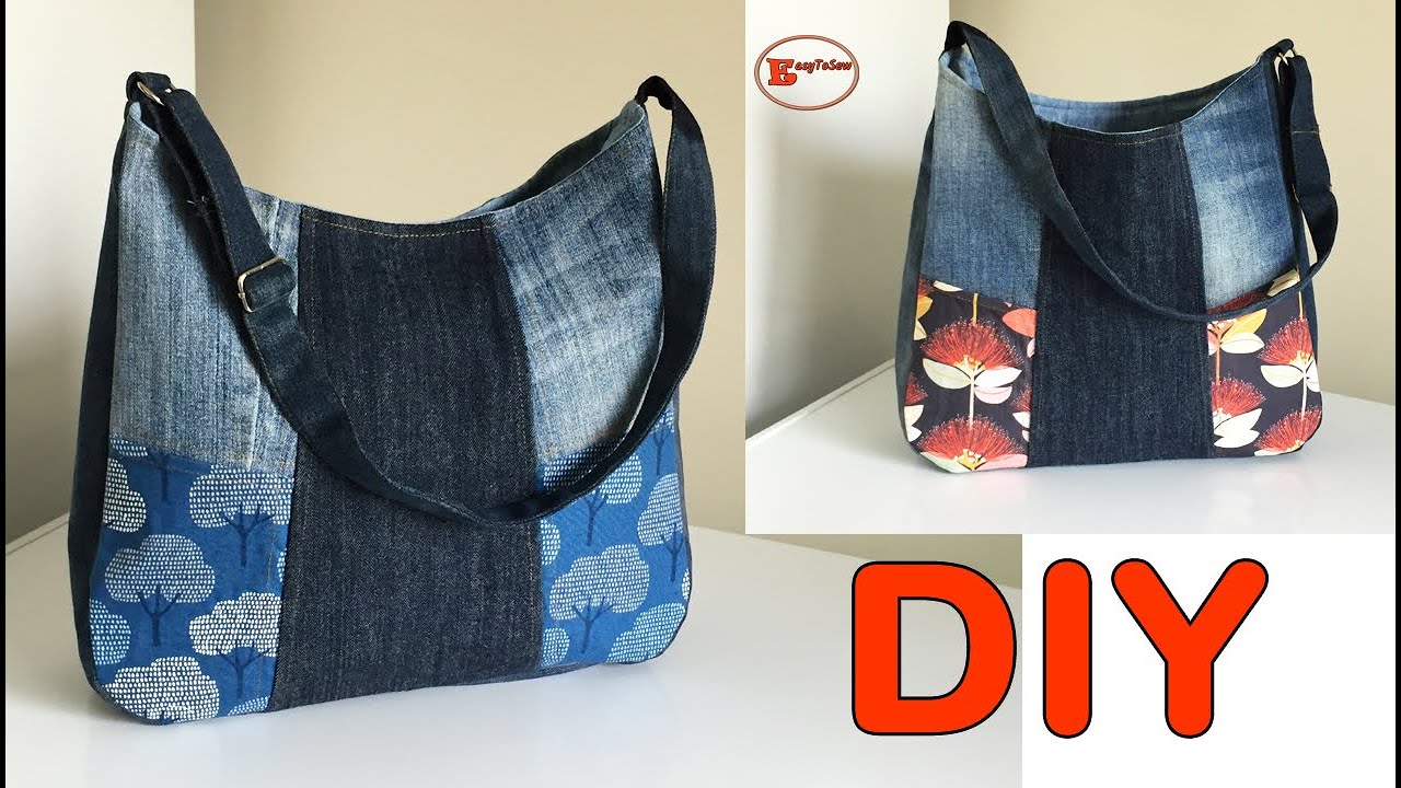 Sewing - Handbag Patterns - Stitched & Patched Denim Bag