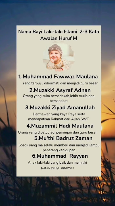 Nama Bayi Laki-laki Islami Awalan Huruf M #idenamabayi #shortvideo