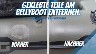 So entfernt man geklebte Teile vom BellyBoot und damit kann man Klebereste entfernen.