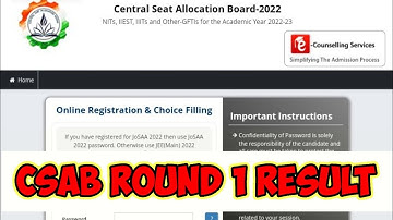 Csab round 1 result | Csab 2022 | Csab result | Csab | Josaa 2022 | #csab #josaa#jeemain#jeeadvanced
