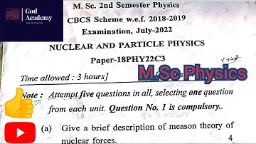 Mdu M.sc Physics 2 Sem previous year ppr || Nuclear and particle Physics 2022 ||