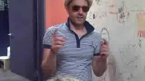 The Ting Tings sign the wall at WXPN with Michaela...
