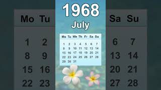 July 1968 Calendar July 1968 Calendar