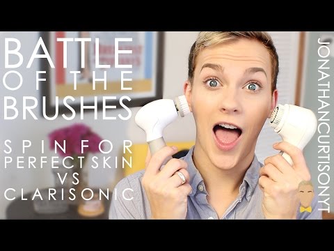 BATTLE OF THE BRUSHES - Spin For Perfect Skin VS Clarisonic Mia 2 :: JonathanCurtisOnYT