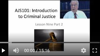 AJS101: Introduction to Criminal Justice Course -  Lesson 9 Lecture (Part 2 of 2 parts)