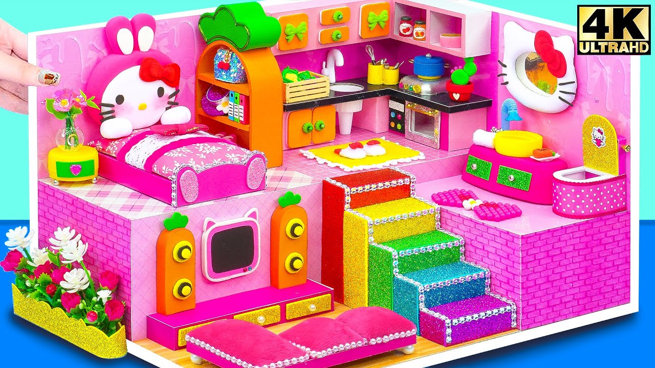 How To Make Hello Kitty and Bunny House with Pink Bedroom from ...