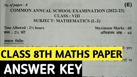 Class 8th Maths paper Answer key | Evening shift 2023 | DoE delhi | Annual examination.