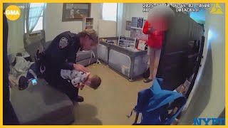 Video shows moment police save choking baby
