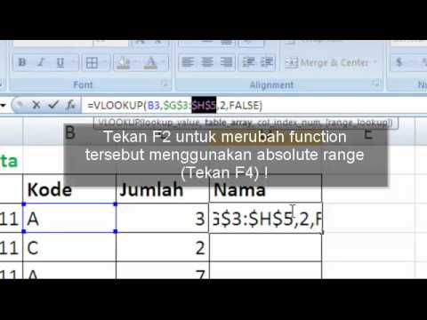 Contoh Fungsi VLookup pada Microsoft Excel 2007 - YouTube