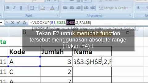 Contoh Fungsi VLookup pada Microsoft Excel 2007