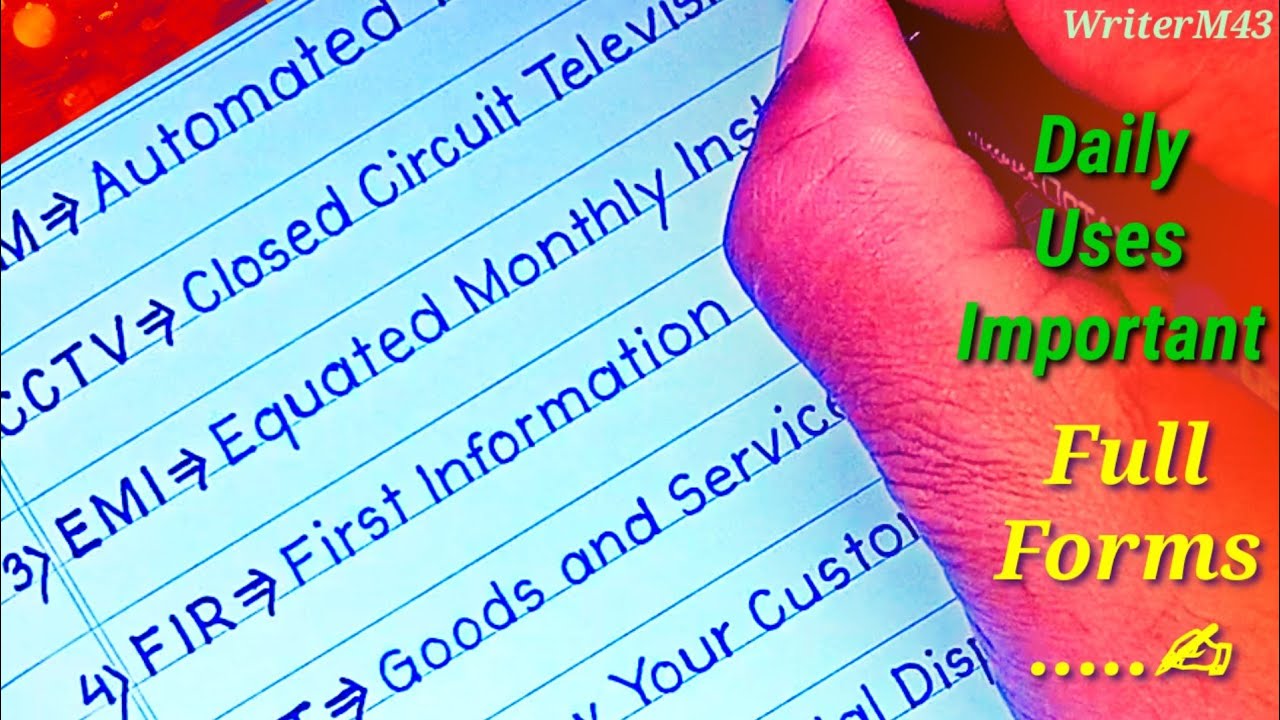 Daily used important full forms for students | G.K full forms writing ...