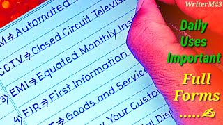 Daily used important full forms for students | G.K full forms writing |Beautiful english handwriting