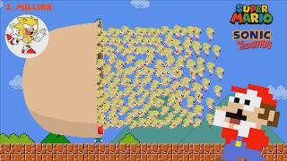 1 Million Super Sonic at Once in Super Mario Bros 🍄🌀💨 (Mario rescues Sonic)