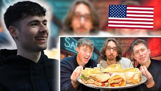 BRITS React to Brits try best Deli Sandwich in New York! ft. Cug