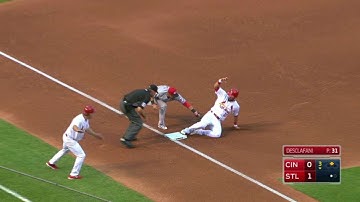 CIN@STL: Carpenter beats the throw to earn a triple