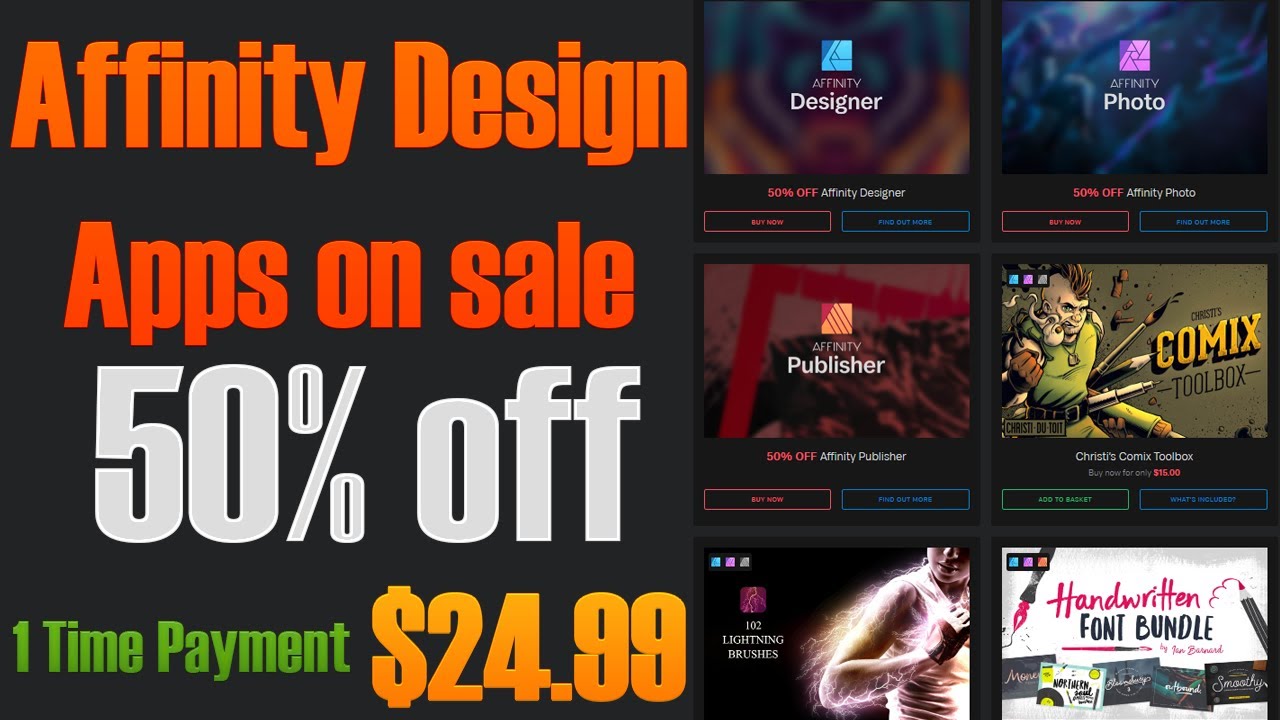 Affinity Photo, Affinity Designer, Affinity Publisher all are 50% off ...