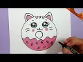 Chat dessin  comment dessiner un donut chat kawaii