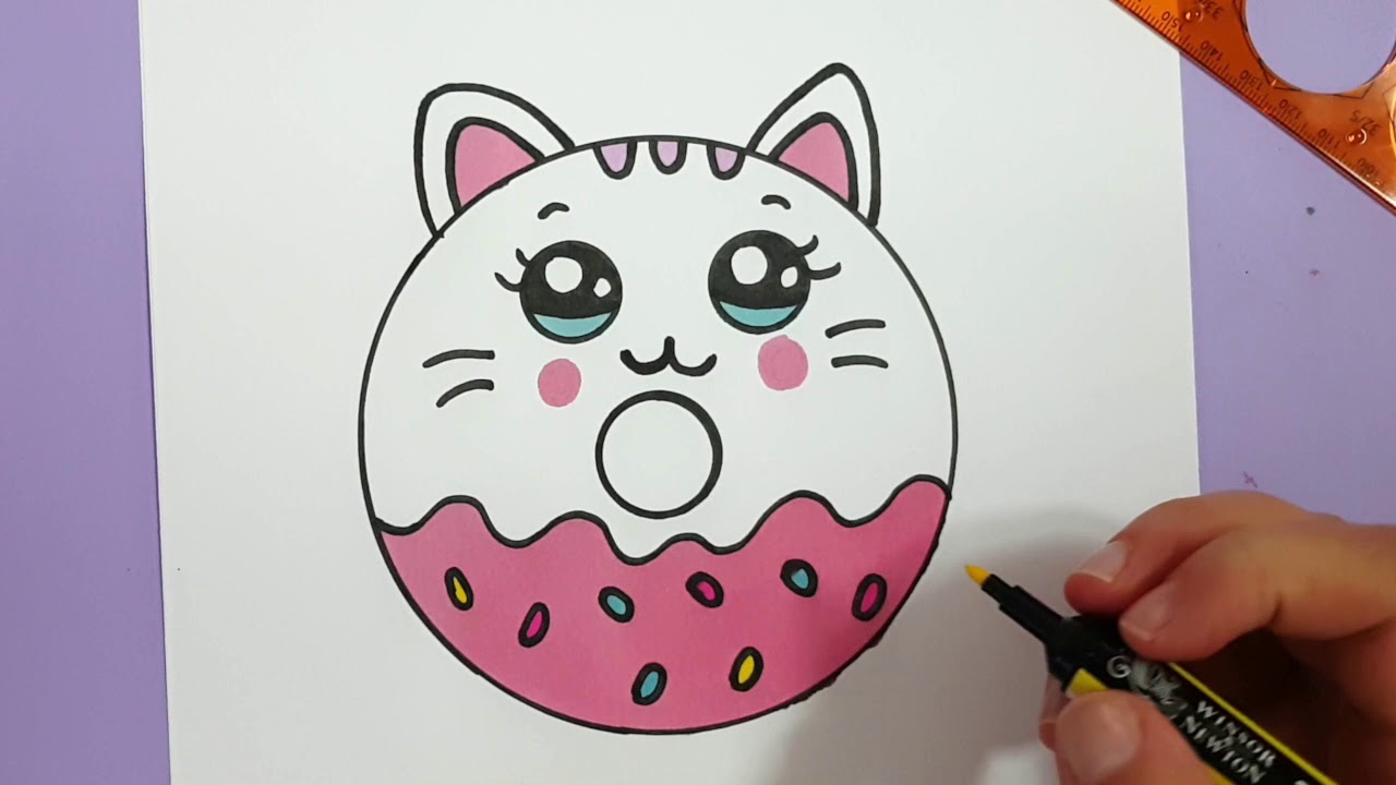 HOW TO DRAW A CUTE KITTEN DONUT SUPER EASY - YouTube