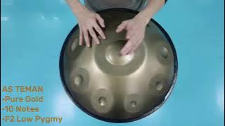 AS TEMAN Handpan Pure Golden 9 Notes F2 Low Pygmy Scale Hangdrum